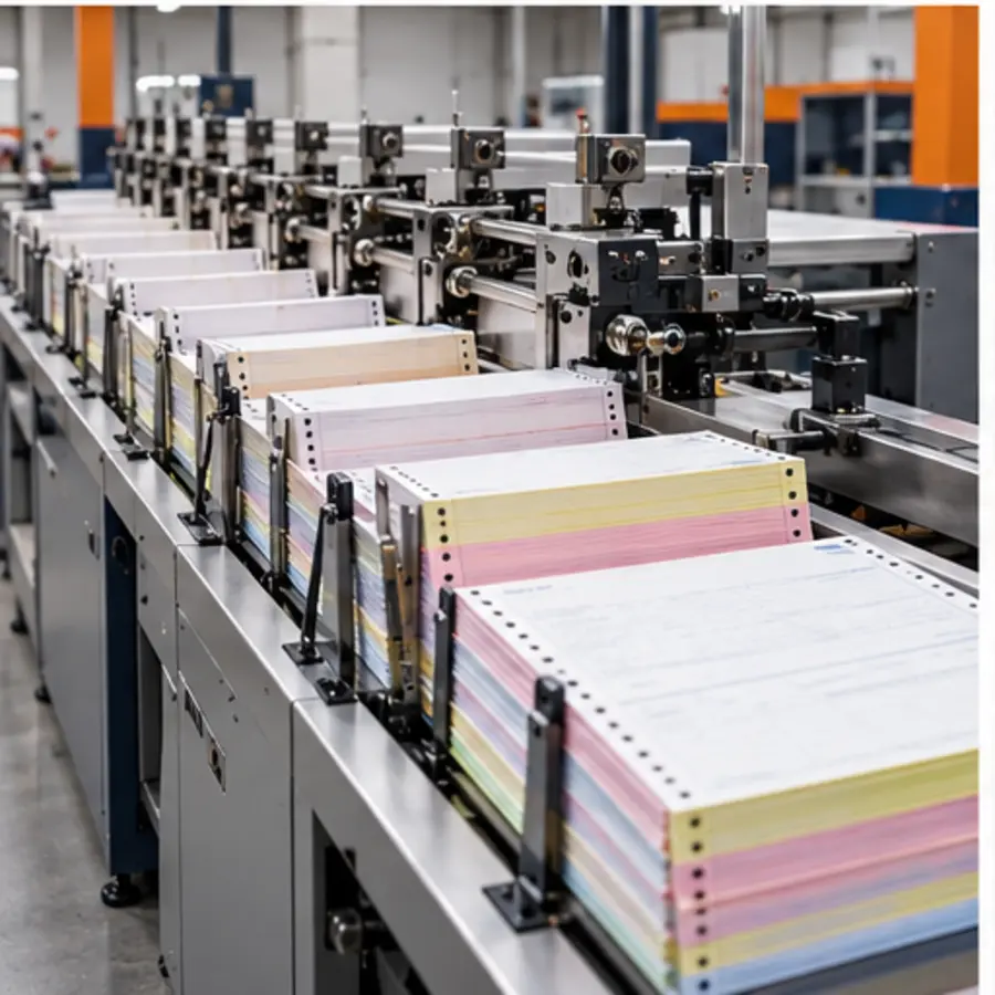 Printed NCR forms during production
