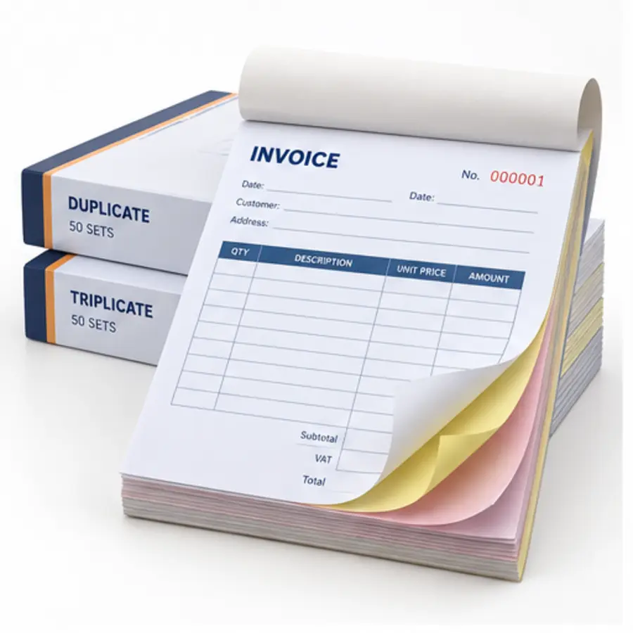 NCR invoice receipt and voucher book printing
